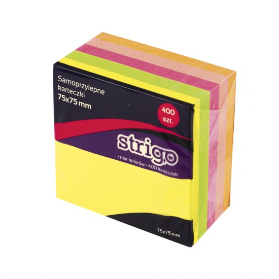 Cub Notite Adezive Strigo 75X75Mm 400 File Neon