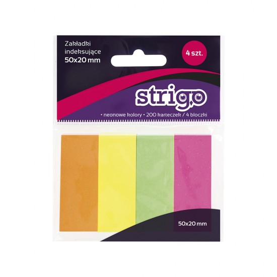 Notite Adezive Strigo 4 paduri 50X20mm 200 File Neon Notite Adezive Strigo 4 paduri 50X20mm 200 File Neon