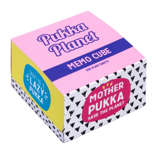 Cub notite neadezive Pukka Planet, 600 file, 80x80 mm, 100% hartie reciclata, 70 g