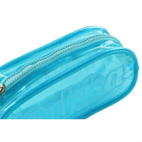 Penar Pukka PVC transparent, un compartiment, 21 x 11 x 8 cm, albastru pastel