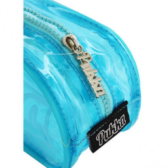 Penar Pukka PVC transparent, un compartiment, 21 x 11 x 8 cm, albastru pastel Penar Pukka PVC transparent, un compartiment, 21 x 11 x 8 cm, albastru pastel