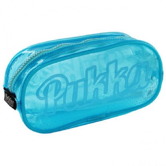 Penar Pukka PVC transparent, un compartiment, 21 x 11 x 8 cm, albastru pastel Penar Pukka PVC transparent, un compartiment, 21 x 11 x 8 cm, albastru pastel