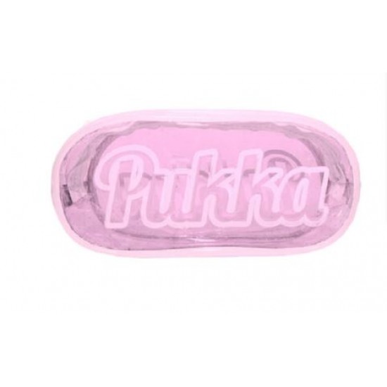 Penar Pukka PVC transparent, un compartiment, 21 x 11 x 8 cm, roz pastel