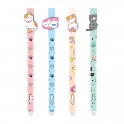 Set 4 pixuri Strigo cerneala cu stergere, PISICUTE, Set 4 pixuri Strigo cerneala cu stergere, PISICUTE,