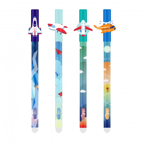 Set 4 pixuri Strigo cerneala cu stergere, AVIOANE, Set 4 pixuri Strigo cerneala cu stergere, AVIOANE,