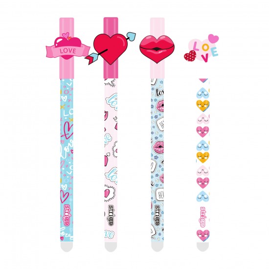 Set 4 pixuri Strigo cerneala cu stergere, LOVE