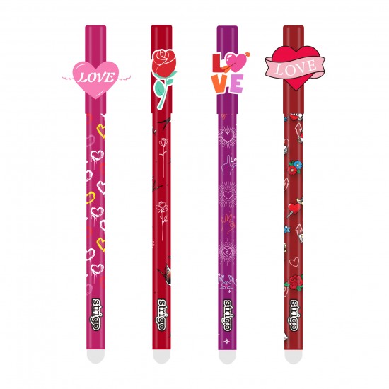 Set 4 pixuri Strigo cerneala cu stergere, LOVE FOREVER