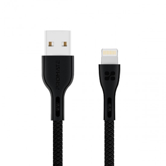 Cablu date Promate Powerbeam-I, Lightning, USB-A, Negru Cablu date Promate Powerbeam-I, Lightning, USB-A, Negru