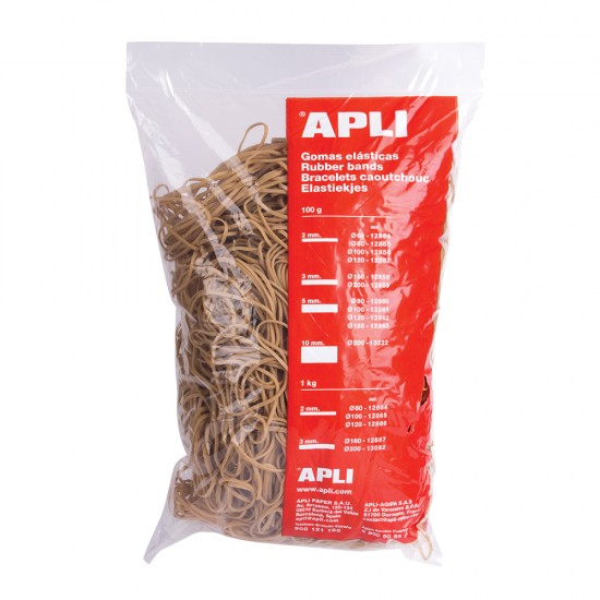 Elastice Apli, diametru 100 mm, latime 2 mm 1 kg/punga