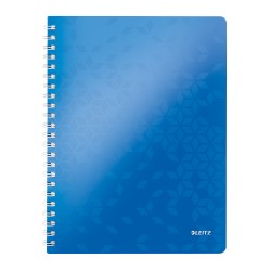 Caiet de birou Leitz WOW, PP, A4, cu spira, matematica, albastru metalizat Caiet de birou Leitz WOW, PP, A4, cu spira, matematica, albastru metalizat