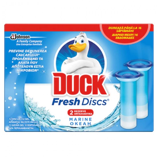 Rezerve odorizant gel pentru vasul toaletei Duck Fresh Discs Marine, 12 discuri/set