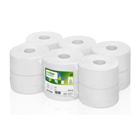 Rezerva hartie igienica derulare centrala Wepa Comfort, 2 straturi, 180 m/rola, 12 role/bax Rezerva hartie igienica derulare centrala Wepa Comfort, 2 straturi, 180 m/rola, 12 role/bax