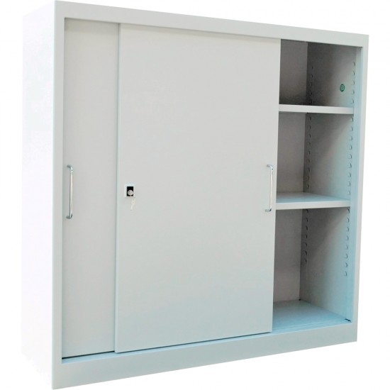 Dulap metalic Ceha, gri, 120x42x120 cm, 2 usi culisante si 2 polite Dulap metalic Ceha, gri, 120x42x120 cm, 2 usi culisante si 2 polite
