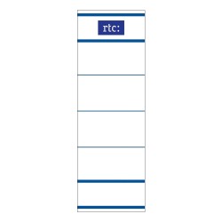 Etichete RTC din carton, pentru bibliorafturi,  45 x 142 mm, alb Etichete RTC din carton, pentru bibliorafturi,  45 x 142 mm, alb