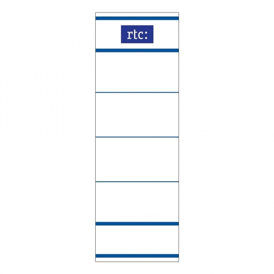 Etichete RTC din carton, pentru bibliorafturi,  45 x 142 mm, alb