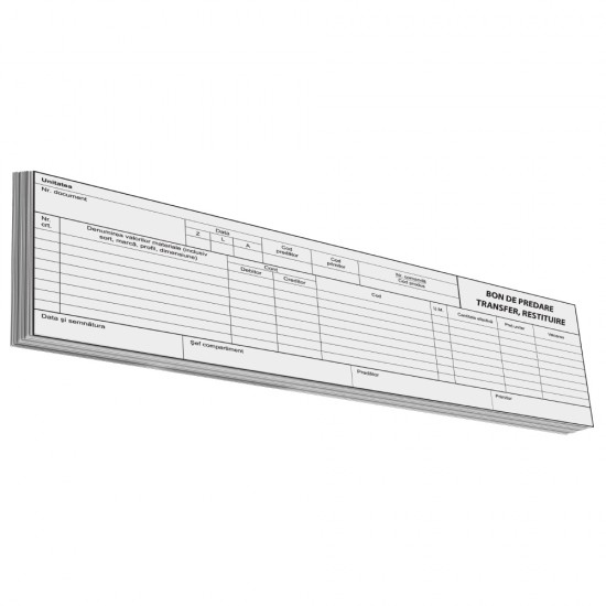 Bon predare-transfer-restituire, 2/A4, 100 file, fata-verso, 3 bucati/set Bon predare-transfer-restituire, 2/A4, 100 file, fata-verso, 3 bucati/set