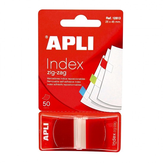 Index Apli, autoadeziv zig-zag, 24 x 45 mm, rosu Index Apli, autoadeziv zig-zag, 24 x 45 mm, rosu