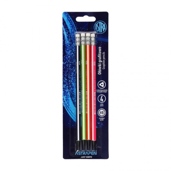 Creion grafit HB Zenith, triunghiulare, cu radiera, 4 bucati/blister Creion grafit HB Zenith, triunghiulare, cu radiera, 4 bucati/blister