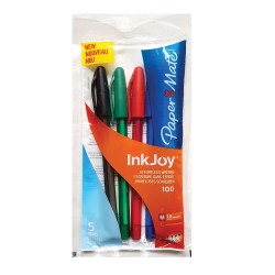 Pix fara mecanism Papermate Inkjoy 100C gel, 5 culori/set Pix fara mecanism Papermate Inkjoy 100C gel, 5 culori/set
