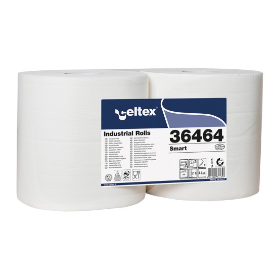 Rola lavete industriale, Celtex 36464, 2 straturi, albe, 800 portii/rola, 240 m, 2 role/set