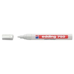 Marker permanent Edding 750 , cu vopsea, corp metalic, varf rotund, 2-2-4 mm, alb Marker permanent Edding 750 , cu vopsea, corp metalic, varf rotund, 2-2-4 mm, alb