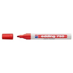 Marker permanent Edding 750, cu vopsea, corp metalic, varf rotund, 2-2-4 mm, rosu Marker permanent Edding 750, cu vopsea, corp metalic, varf rotund, 2-2-4 mm, rosu