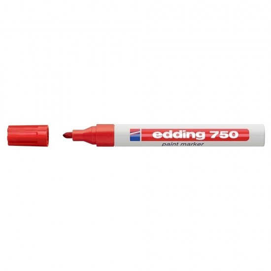 Marker permanent Edding 750, cu vopsea, corp metalic, varf rotund, 2-2-4 mm, rosu Marker permanent Edding 750, cu vopsea, corp metalic, varf rotund, 2-2-4 mm, rosu