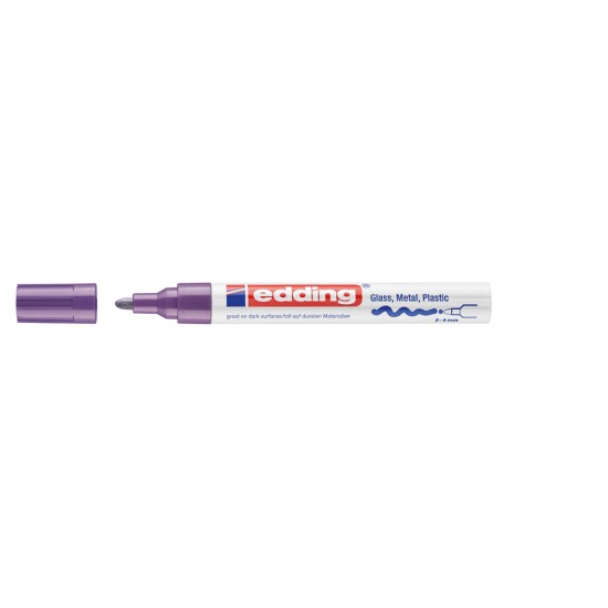 Marker permanent Edding 750, cu vopsea, corp metalic, varf rotund, 2-4 mm, violet