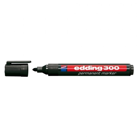 Marker permanent Edding 300, corp plastic, varf rotund, 1.5-3 mm, negru