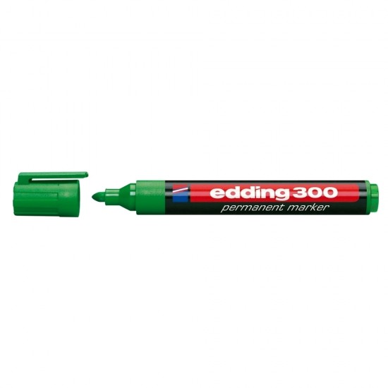 Marker permanent Edding 300, corp plastic, varf rotund, 1.5-3 mm, verde