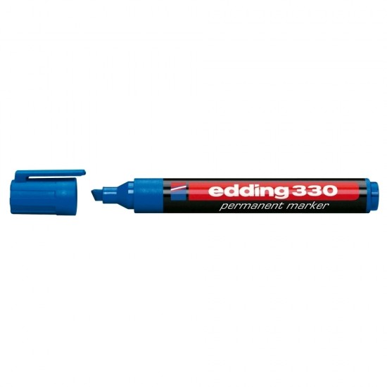 Marker permanent Edding 330, corp plastic, varf retezat, 1-5 mm, albastru Marker permanent Edding 330, corp plastic, varf retezat, 1-5 mm, albastru