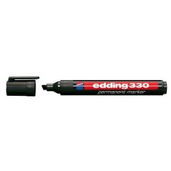 Marker permanent Edding 330, corp plastic, varf retezat, 1-5 mm, negru Marker permanent Edding 330, corp plastic, varf retezat, 1-5 mm, negru