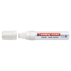 Marker pentru sticla Edding 4090, creta lichida pe baza de apa, varf retezat, 4-15 mm, alb Marker pentru sticla Edding 4090, creta lichida pe baza de apa, varf retezat, 4-15 mm, alb