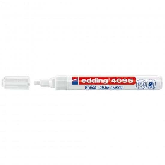 Marker pentru sticla Edding 4095, varf 2-3 mm, alb