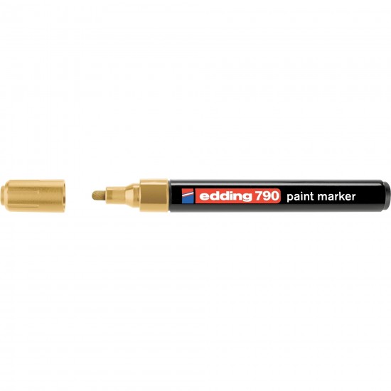Marker permanent Edding 790, cu vopsea, corp plastic, varf rotund, 2-3 mm, auriu Marker permanent Edding 790, cu vopsea, corp plastic, varf rotund, 2-3 mm, auriu