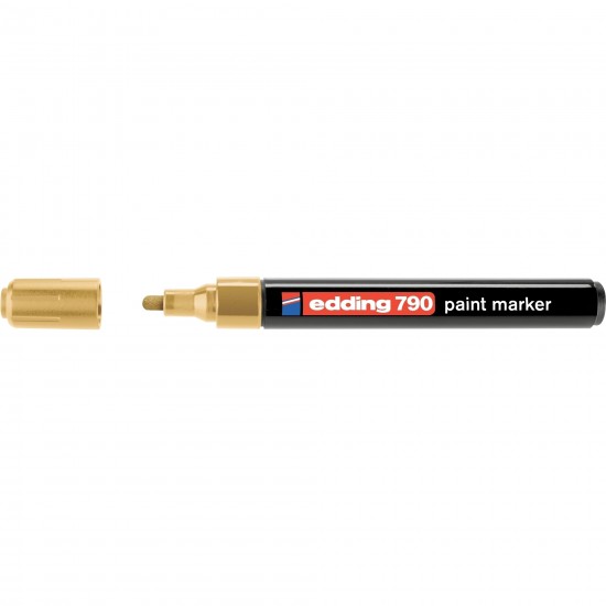 Marker permanent Edding 790, cu vopsea, corp plastic, varf rotund, 2-3 mm, auriu