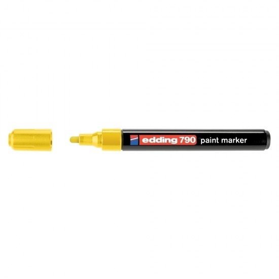 Marker permanent Edding 790, cu vopsea, corp plastic, varf rotund, 2-3 mm, galben