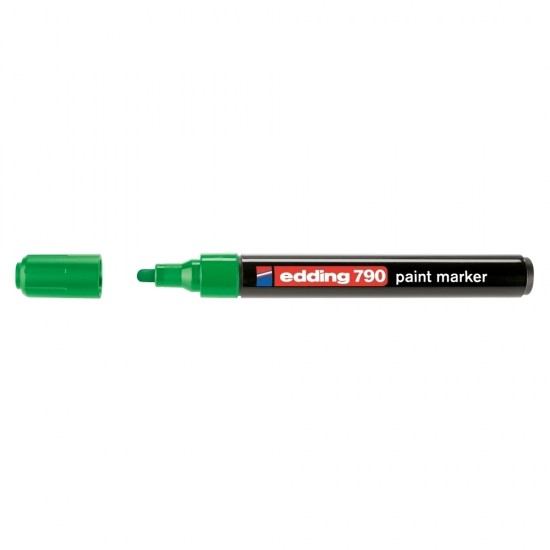 Marker permanent Edding 790, cu vopsea, corp plastic, varf rotund, 2-3 mm, verde