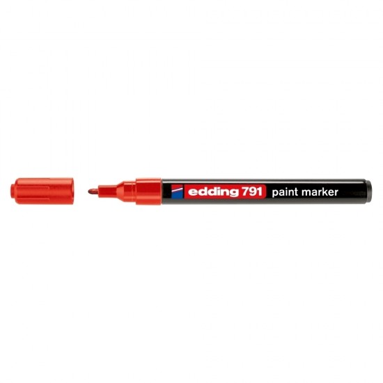 Marker permanent Edding 791, cu vopsea, corp plastic, varf rotund, 1-2 mm, rosu