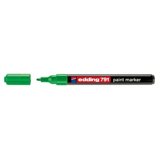 Marker permanent Edding 791, cu vopsea, corp plastic, varf rotund, 1-2 mm, verde