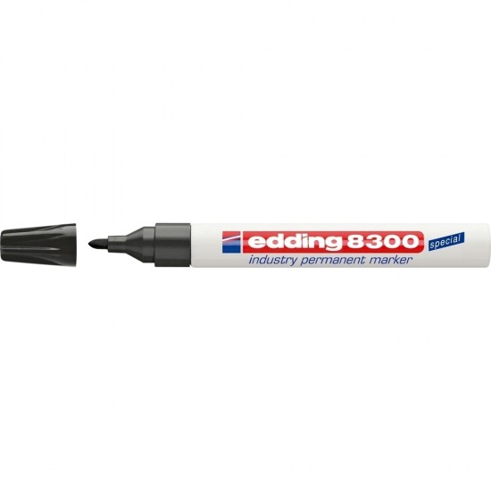 Marker permanent Edding 8300 Industrial, corp metalic, varf rotund, 1.5-3 mm, negru