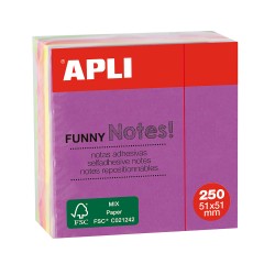 Notite adezive, Apli, 51 x 51 mm, 250 file, 4 culori neon Notite adezive, Apli, 51 x 51 mm, 250 file, 4 culori neon