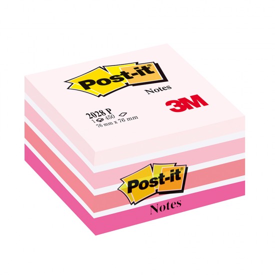 Notite adezive, Post-it, Aquarelle, roz pastel, 76 x 76 mm, 450 file 