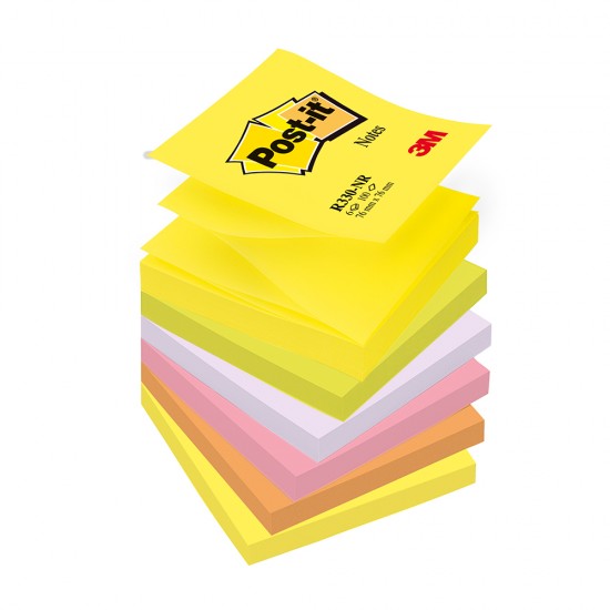 Notite adezive Post-it®, Z-notes, neon asortate, 100 file/bucata, 6 bucati/pachet Notite adezive Post-it®, Z-notes, neon asortate, 100 file/bucata, 6 bucati/pachet