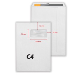 Plic C4, 229 x 324 mm, fereastra dreapta 50 x 100 mm, alb, banda silicon, 80 g/mp, 250 bucati/cutie Plic C4, 229 x 324 mm, fereastra dreapta 50 x 100 mm, alb, banda silicon, 80 g/mp, 250 bucati/cutie