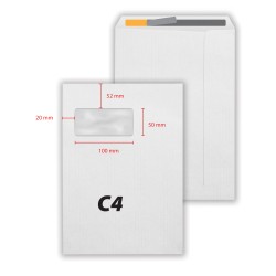 Plic C4, 229 x 324 mm, fereastra stanga 50 x 100 mm, alb, banda silicon, 80 g/mp, 250 bucati/cutie Plic C4, 229 x 324 mm, fereastra stanga 50 x 100 mm, alb, banda silicon, 80 g/mp, 250 bucati/cutie