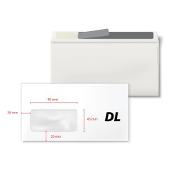 Plic DL 110 x 220, fereastra stanga 35 x 90, offset, alb, siliconic, 100 bucati/set Plic DL 110 x 220, fereastra stanga 35 x 90, offset, alb, siliconic, 100 bucati/set