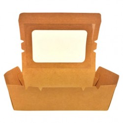 Set de 50 bucati, Cutie salata kraft x 1 fereastra, 900 cc Set de 50 bucati, Cutie salata kraft x 1 fereastra, 900 cc