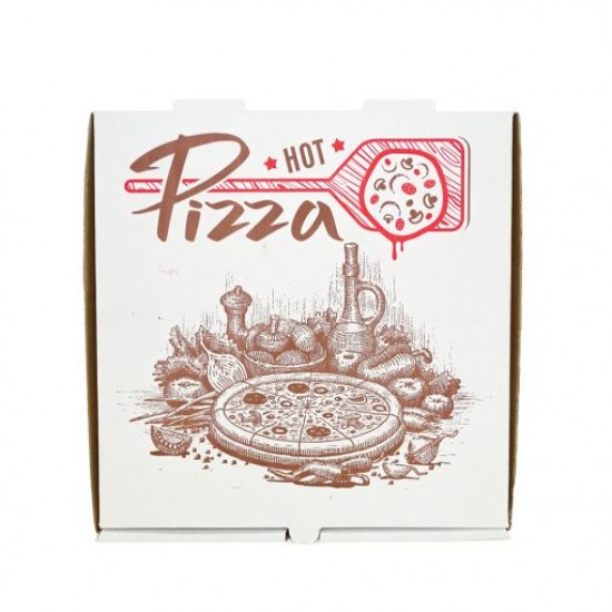 Set de 50 bucati, Cutie pizza 25x25x3.5 cm, Alba