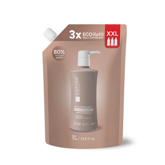 Rezerva Sapun Lichid Gel, SenseSilk+, Vanilie & Macadamia, 1L – SENSE